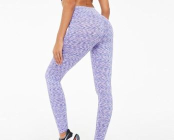 High Waisted Workout Leggings With Pockets (Color: Purple, size: L)