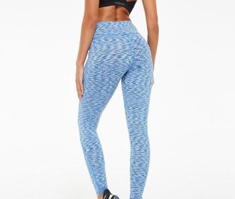 High Waisted Workout Leggings With Pockets (Color: Blue, size: S)