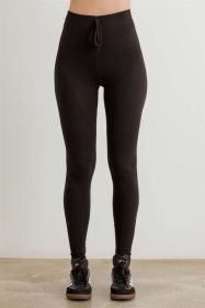 Ribbed High Waist Drawstring Leggings (Select Size: L)